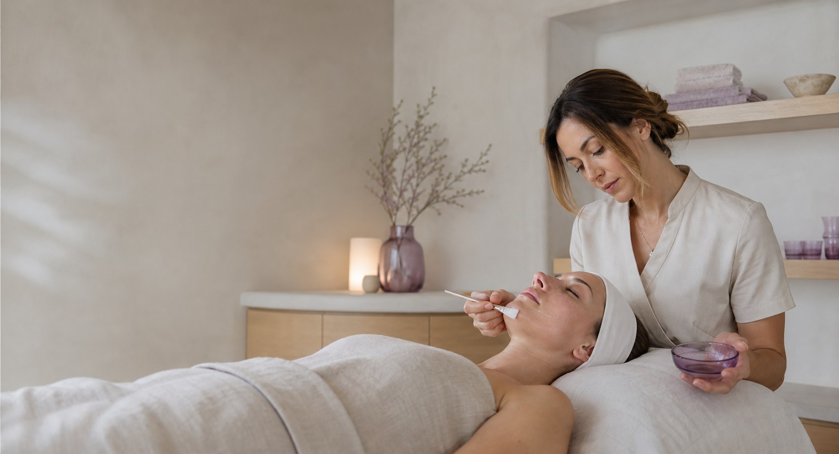 A clinical facial treatment in progress